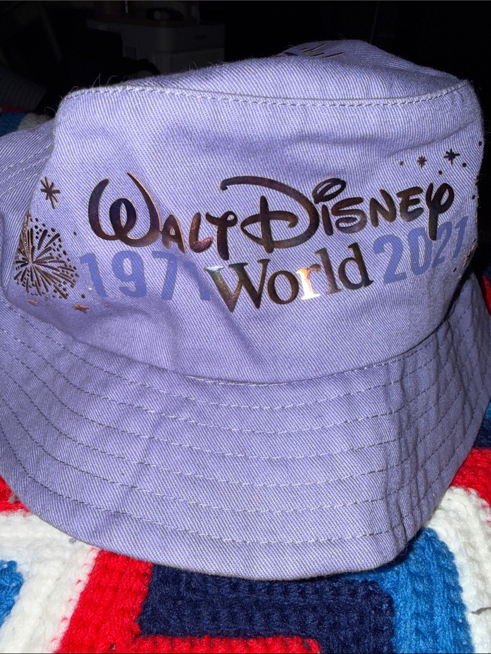 Disney Lavender Kids Bucket Hat with Iridescent Walt Disney World Logo